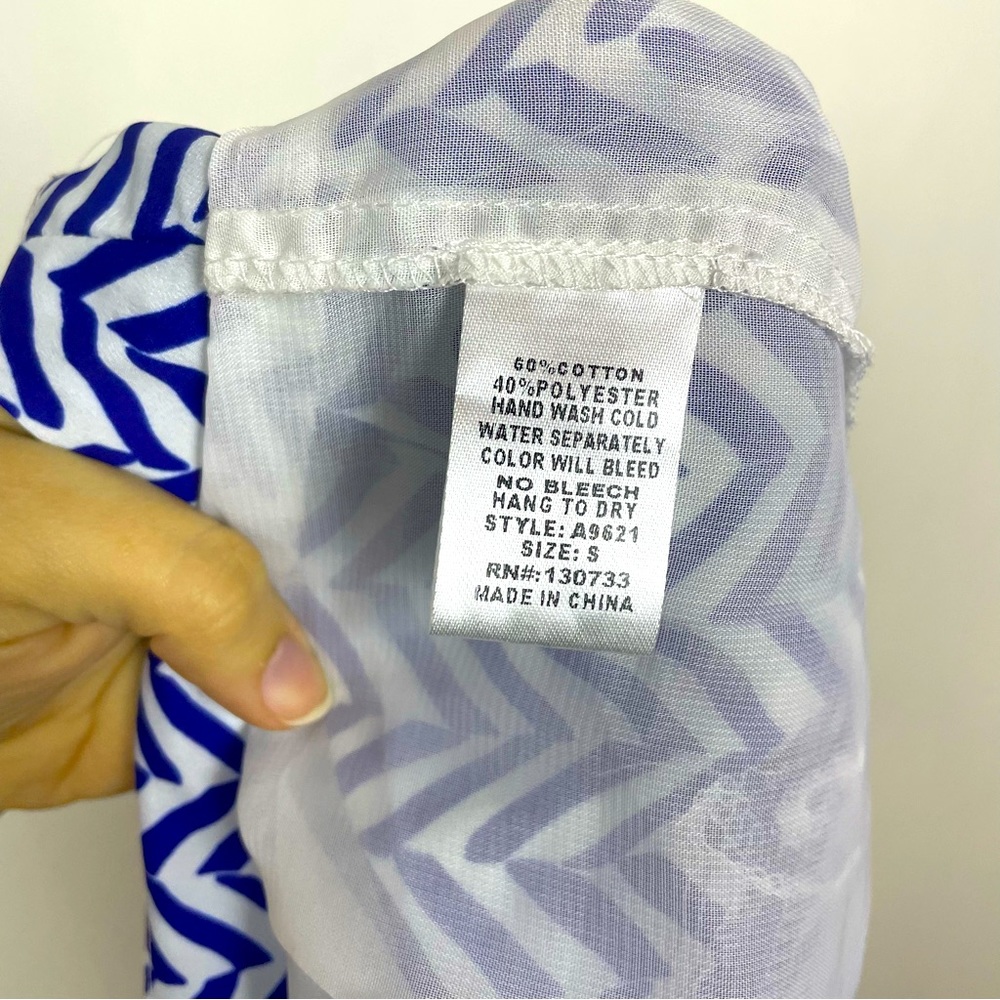 Umgee Womens Wide Leg Chevron Printed Lightweight Pants Sz Small Blue Boutique - Picture 7 of 8